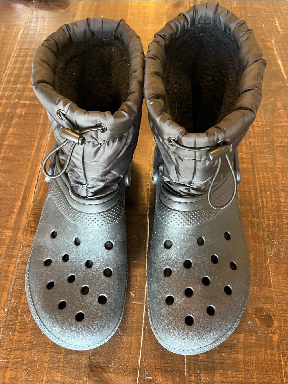 Crocs Classic Lined Neo Puff Winter Boots Black Faux Fur Men's 12